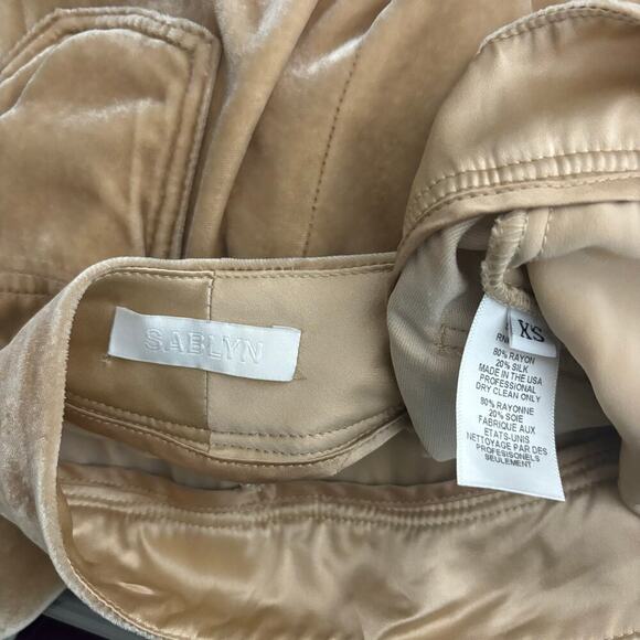 Sablyn Shoshanna Velvet Straight Leg Pant Tan Size XS - Picture 3 of 3